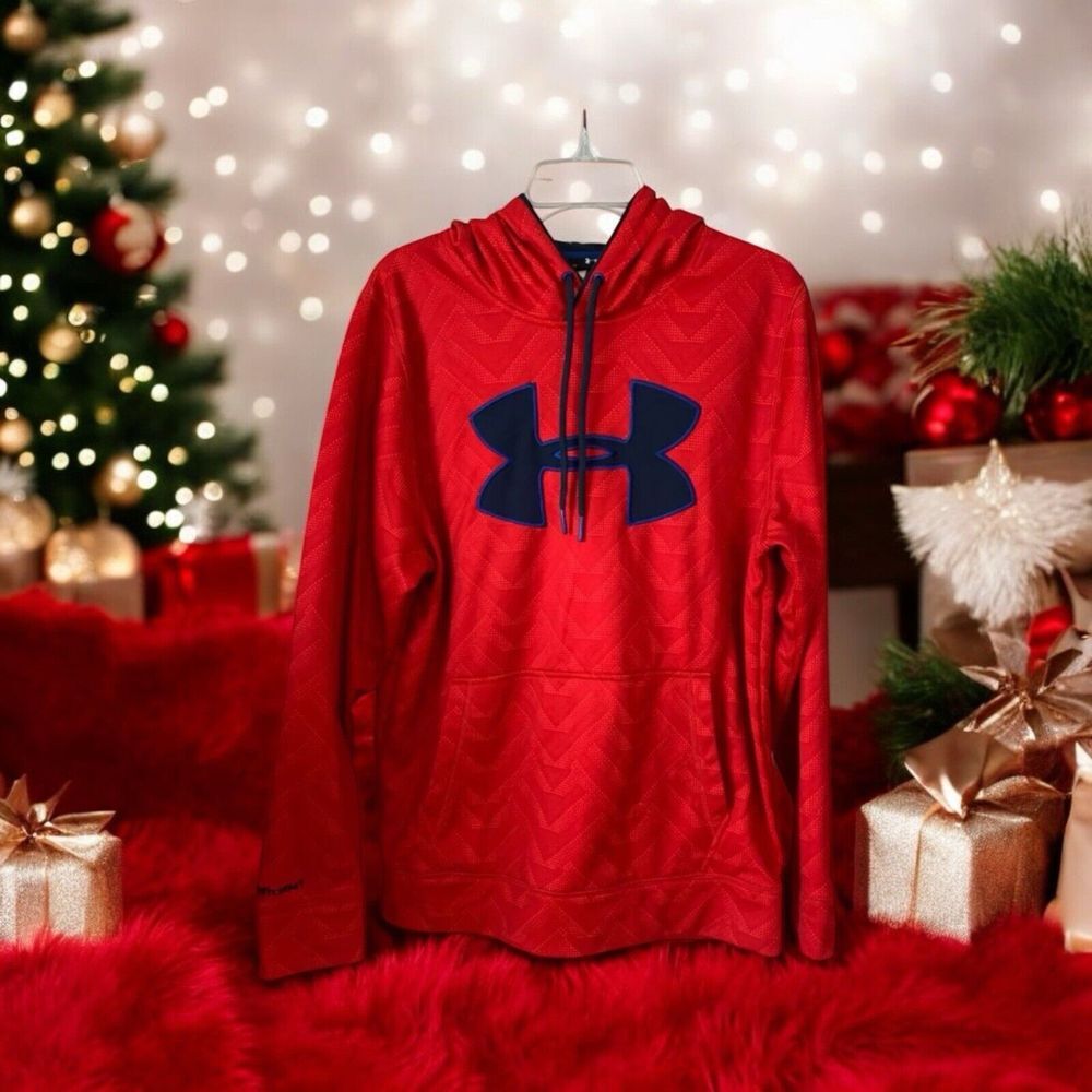 Under Armour Mens Storm 1 Fleece Hoodie Pullover Sweatshirt Small Loose Red